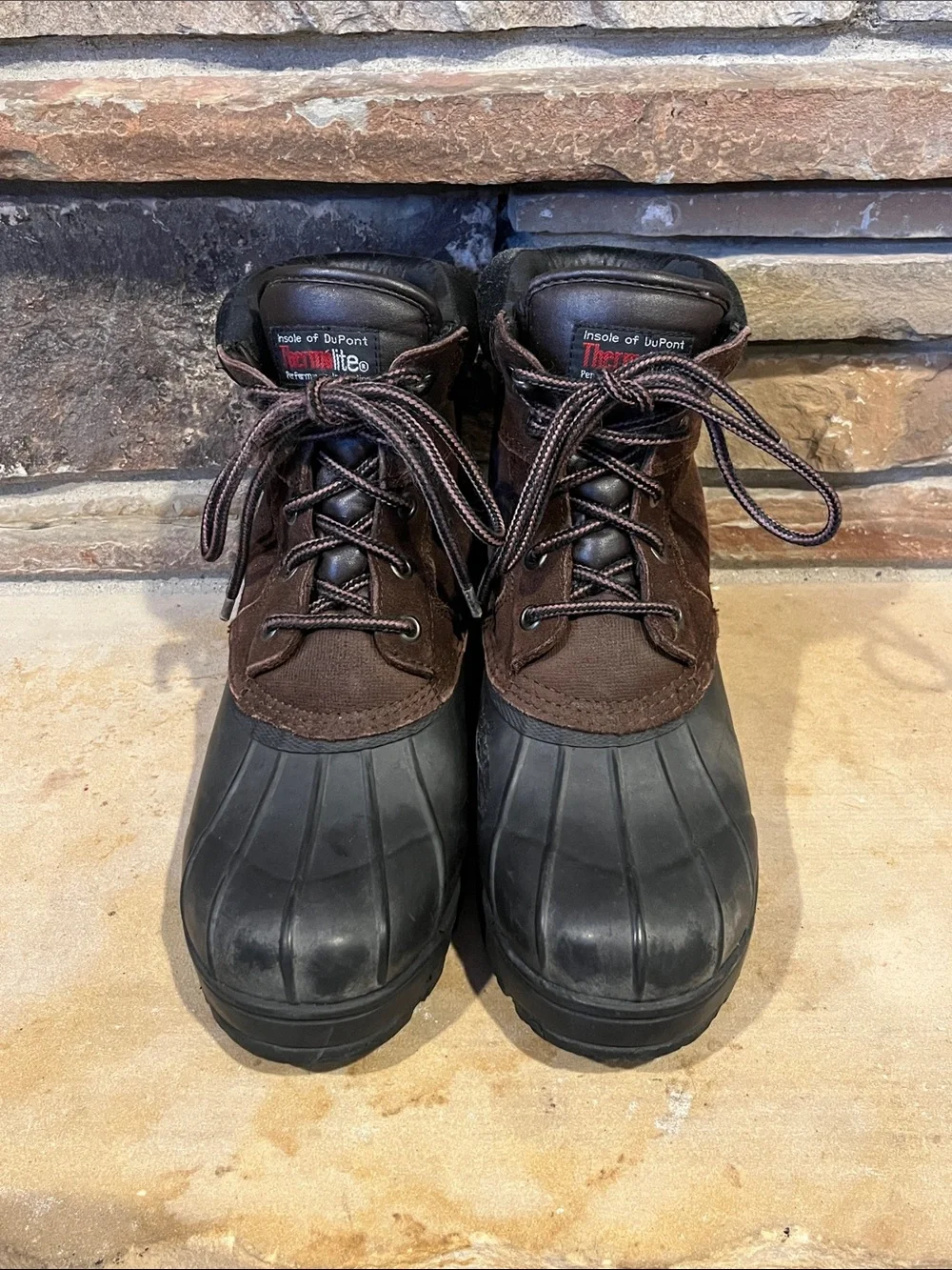 ThermoLite Brown Leather & Black Rubber Waterproof Winter Boots